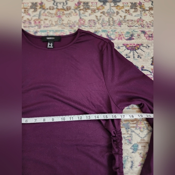 Forever 21 Women's Plum Lg Sleeve Adjustable Lenght Side Gathering Dress, sz 1XL - Picture 7 of 9
